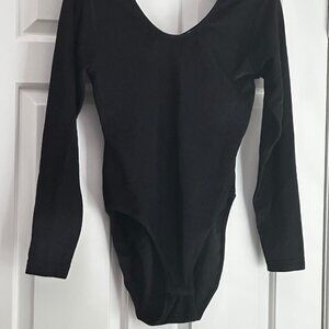 Vintage Erika Taylor Intimates Black Stretchy Womens Long Sleeve Bodysuit SZ M
